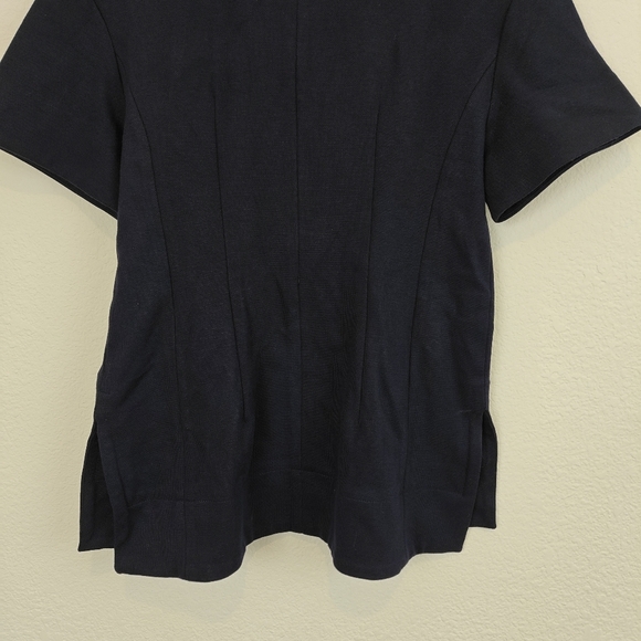 M.M. Lafleur The Krader Crew neck Top Textured Ponte In Navy Blue Size Medium - Picture 13 of 14